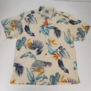 Tommy Bahama Men's Birds Eye View Tropical Hawaiian Silk Print Button Up Shirt L